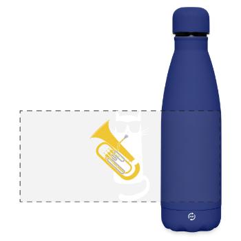 Baritone Horn - Cool Cat with Sunglasses - Matte Panoramic Thermal Bottle 500 ml - dark blue  - Front