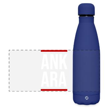 Ankara Bold Block Typography - Matte Panoramic Thermal Bottle 500 ml - dark blue  - Front