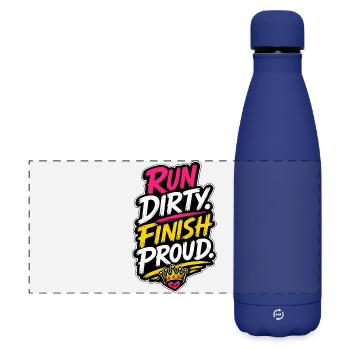 Run Dirty Finish Proud Running Motivation - Matte Panorama Isolierflasche 500 ml - Dunkelblau  - Vorne