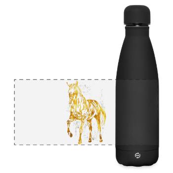 Équitation - cavalier - école d'équitation - cheval en or - Gourde isotherme panoramique mate 500 ml - noir - Devant