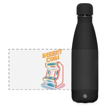 Machine de jeu d'arcade rétro à insérer dans une pièce - Gourde isotherme panoramique mate 500 ml - noir - Devant