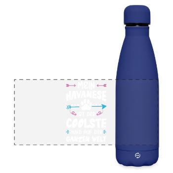 Dicton du chien bichon havanais - Gourde isotherme panoramique mate 500 ml - bleu foncé  - Devant