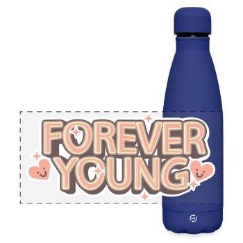 Forever Young – Verspielte Retro-Schrift - Matte Panorama Isolierflasche 500 ml - Dunkelblau  - Vorne