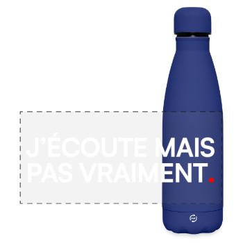 J’écoute mais pas vraiment humour bureau - Gourde isotherme panoramique mate 500 ml - bleu foncé  - Devant