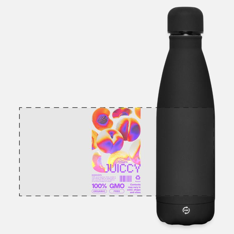 Juicy Peach Statement - Matte Panorama Isolierflasche 500 ml - Schwarz