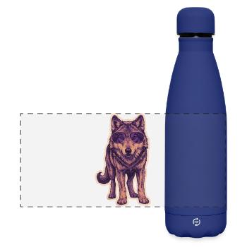 Loup avec des lunettes de soleil - Gourde isotherme panoramique mate 500 ml - bleu foncé  - Devant