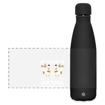 Lustiges Jack Russell Besitzer Geschenk - Matte Panorama Isolierflasche 500 ml - Schwarz - Vorne