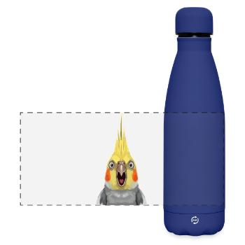 Estampe pop expressive de calopsitte - Gourde isotherme panoramique mate 500 ml - bleu foncé  - Devant