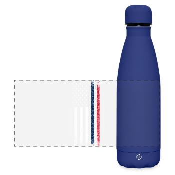 Drapeau en difficulté : Ligne bleue-rouge - Gourde isotherme panoramique mate 500 ml - bleu foncé  - Devant