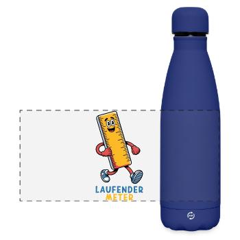 Laufender Meter klein lustig Zwerg Spitzname - Matte Panorama Isolierflasche 500 ml - Dunkelblau  - Vorne
