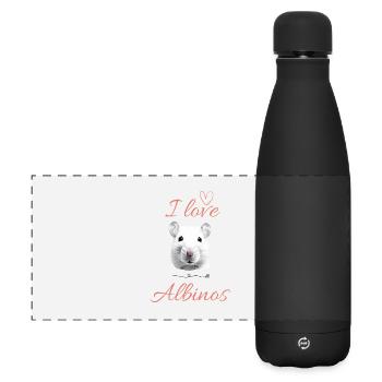 Rattopia Motiv Albino-Ratte - Matte Panorama Isolierflasche 500 ml - Schwarz - Vorne