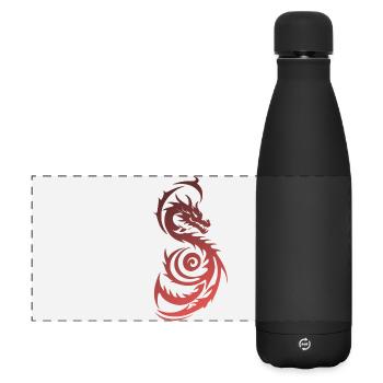 Roter Tribal Fantasy Drache - Matte Panorama Isolierflasche 500 ml - Schwarz - Vorne