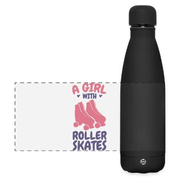 Ein Mädchen mit Rollschuhen - Matte Panorama Isolierflasche 500 ml - Schwarz - Vorne