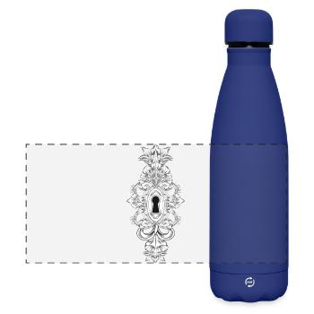 Trou de serrure antique avec ornement baroque - Gourde isotherme panoramique mate 500 ml - bleu foncé  - Devant