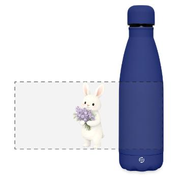 Hase mit Flieder Illustration  - Matte Panorama Isolierflasche 500 ml - Dunkelblau  - Vorne