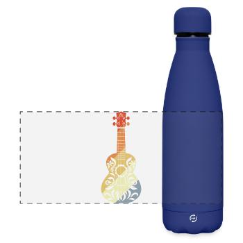 Ukulele Grafik Retro - Matte Panorama Isolierflasche 500 ml - Dunkelblau  - Vorne
