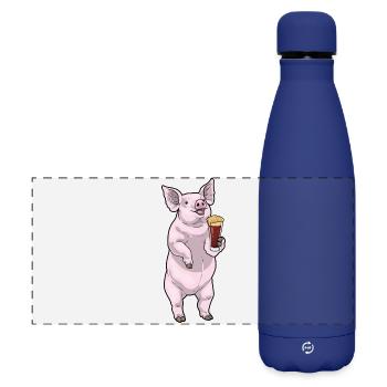Pork Beer - Matte Panoramic Thermal Bottle 500 ml - dark blue  - Front