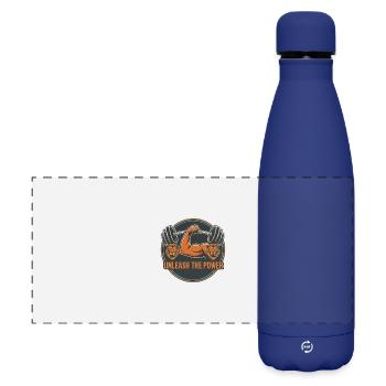 Unleash the Power | Weight Lifting & Bodybuilding - Matte Panoramic Thermal Bottle 500 ml - dark blue  - Front