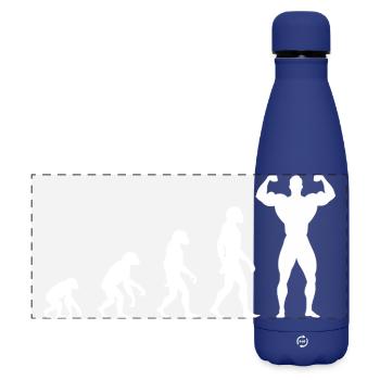 Evolution vom Urmenschen zum Muskelprotz - Matte Panorama Isolierflasche 500 ml - Dunkelblau  - Vorne