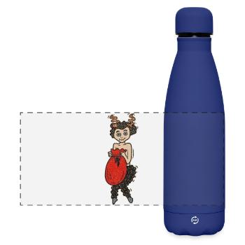 Krampus Lady - Matte Panorama Isolierflasche 500 ml - Dunkelblau  - Vorne