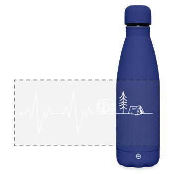 Heartbeat Campingplatz Linie Kunst - Matte Panorama Isolierflasche 500 ml - Dunkelblau  - Vorne