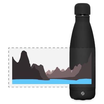 mysterious landscape with mountains and lake - Matte Panoramic Thermal Bottle 500 ml - black - Front