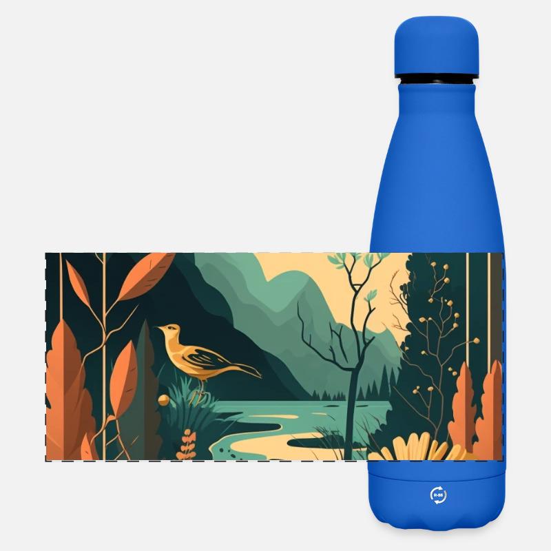 Nature is cheaper than therapy saying forest animals - Matte Panoramic Thermal Bottle 500 ml - royal blue
