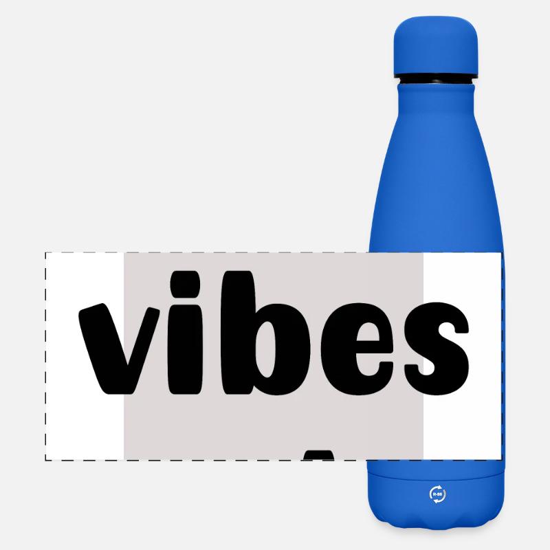 "Nur gute Stimmung" Design - Gourde isotherme panoramique mate 500 ml - bleu roi