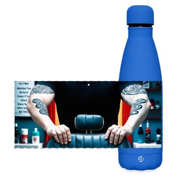 Barbier mouton humanoïde - Gourde isotherme panoramique mate 500 ml - bleu roi - Devant