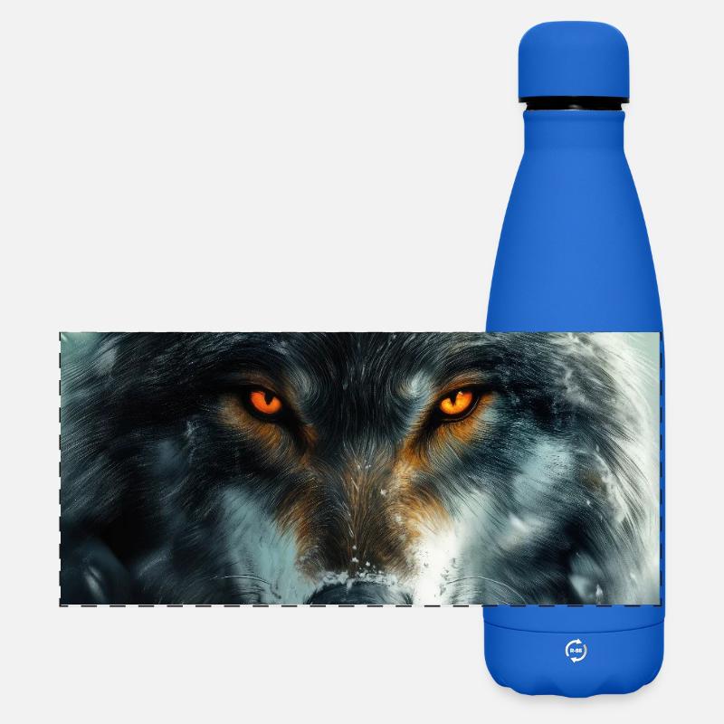Illustration eines Wolfes - Matte Panorama Isolierflasche 500 ml - Königsblau