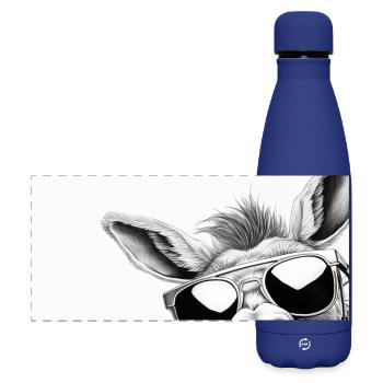 Beau Cul – Affiche drôle d’âne avec humour - Gourde isotherme panoramique mate 500 ml - bleu foncé  - Devant