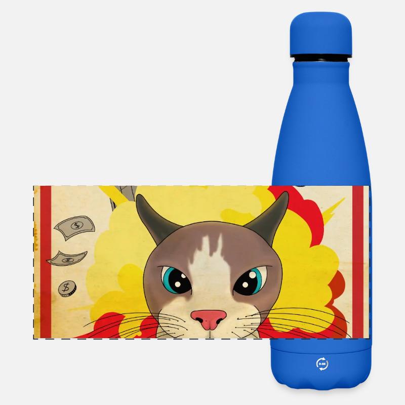 Mr Boom Cat - Gourde isotherme panoramique mate 500 ml - bleu roi