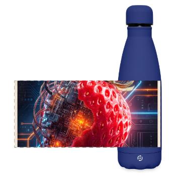 Baie synthétique : Fraise cybernétique - Gourde isotherme panoramique mate 500 ml - bleu foncé  - Devant