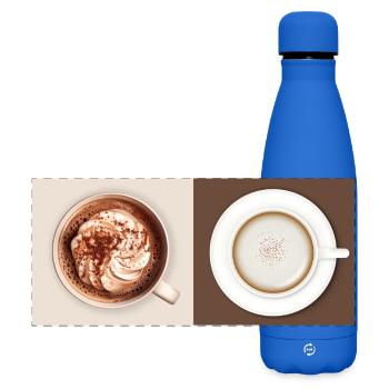 Mocha vs Flat White Coffee Poster - Matte Panorama Isolierflasche 500 ml - Königsblau - Vorne