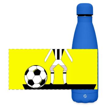 Yellow Field Fußball-Schiedsrichter - Matte Panorama Isolierflasche 500 ml - Königsblau - Vorne