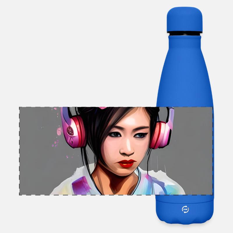 Headphones Geisha Color Explosion - Matte Panoramic Thermal Bottle 500 ml - royal blue