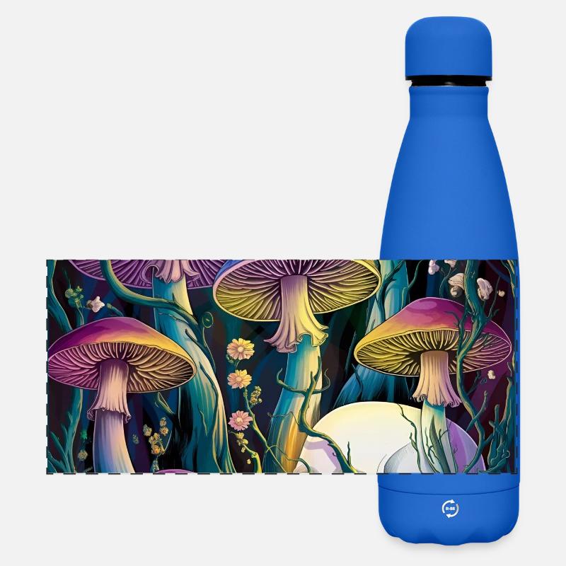 Neon Gothic Pilz Schädel Illustration - Matte Panorama Isolierflasche 500 ml - Königsblau