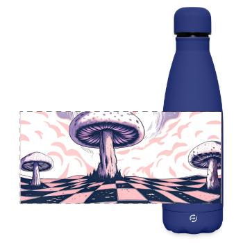 Dreamscape Mushroom Wonderland - Matte Panoramic Thermal Bottle 500 ml - dark blue  - Front