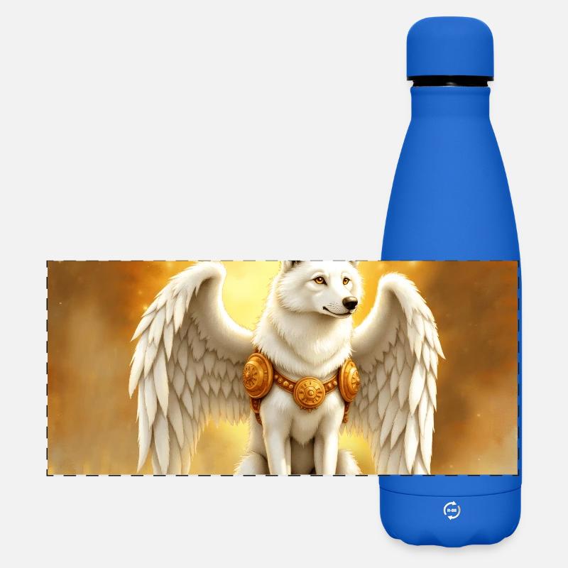 Golden Aura Winged Wolf - Matte Panoramic Thermal Bottle 500 ml - royal blue