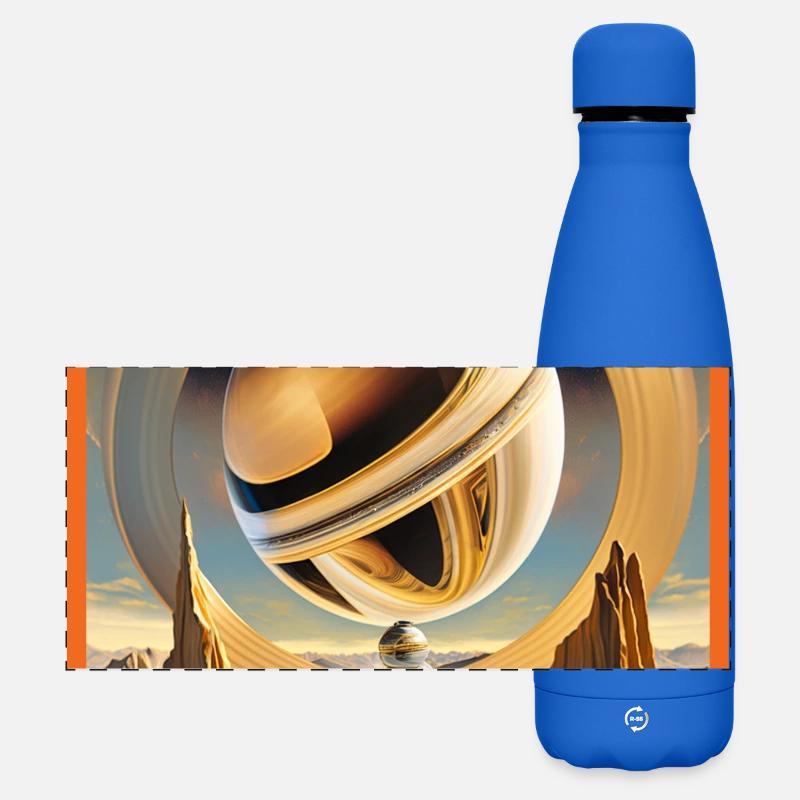Urzeitliche surreale Orbitalwelt - Matte Panorama Isolierflasche 500 ml - Königsblau
