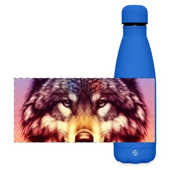 Wolf - Matte Panoramic Thermal Bottle 500 ml - royal blue - Front