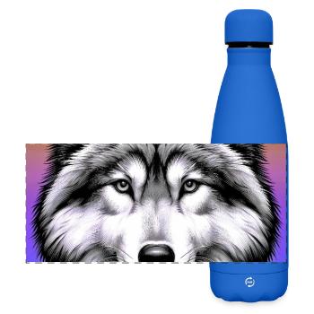 Wolf - Matte Panoramic Thermal Bottle 500 ml - royal blue - Front