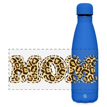 MOM Leopard Print Muster - Matte Panorama Isolierflasche 500 ml - Königsblau - Vorne