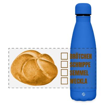 Petit pain ou petit pain ? – Conception amusante en dialecte - Gourde isotherme panoramique mate 500 ml - bleu roi - Devant