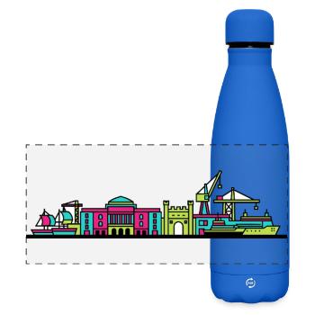 Milton Keynes City Skyline Xscape Modern Line Art - Matte Panoramic Thermal Bottle 500 ml - royal blue - Front