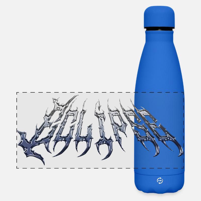 Finsternis – kaltmetallischer Chromtext - Matte Panorama Isolierflasche 500 ml - Königsblau