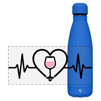 Wein Weinglas Herz Roséwein - Matte Panorama Isolierflasche 500 ml - Königsblau - Vorne