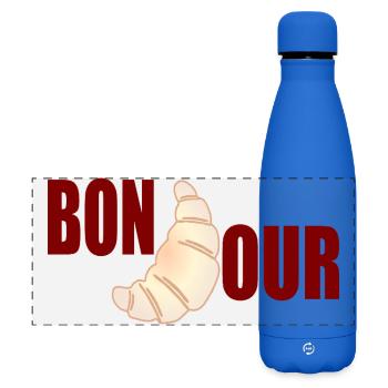 Bonjour Croissants - Gourde isotherme panoramique mate 500 ml - bleu roi - Devant