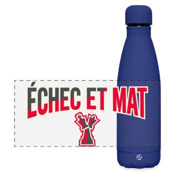 Logo Échec et Mat Rouge Roi Noir en Difficulté - Gourde isotherme panoramique mate 500 ml - bleu foncé  - Devant