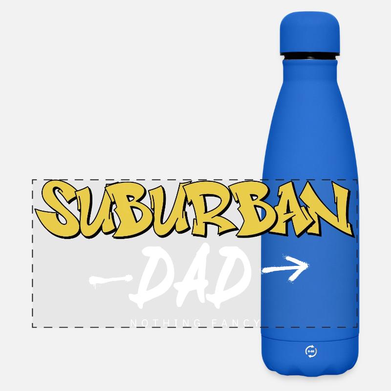 Suburban Dad, Yellow Graffiti Art - Matte Panoramic Thermal Bottle 500 ml - royal blue